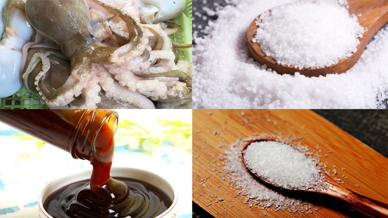 Một số nguyên liệu làm bạch tuộc nướng muối ớt chanh