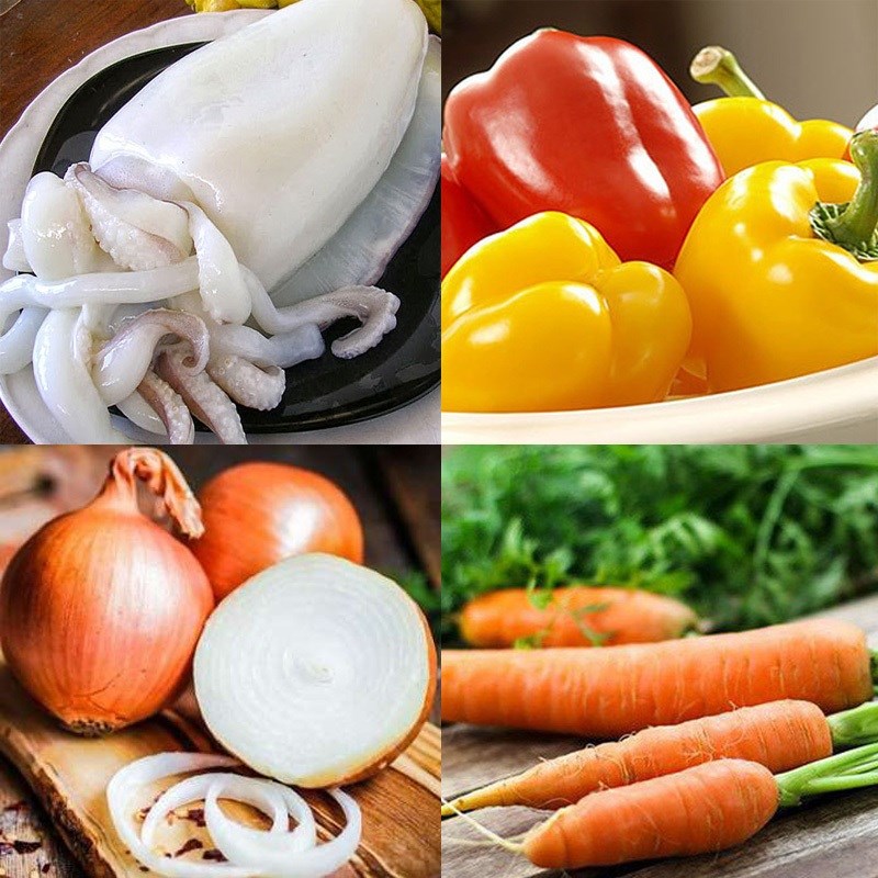 Nguyên liệu món ăn mực xào chua ngọt